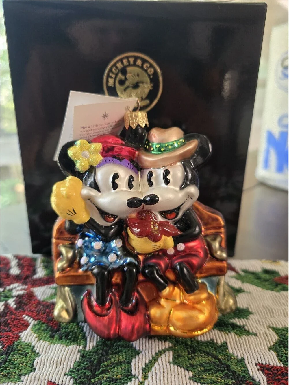 Vtg Christopher Radko”Winter Romance” Christmas Ornament 99-DIS-28 Mickey Minnie
